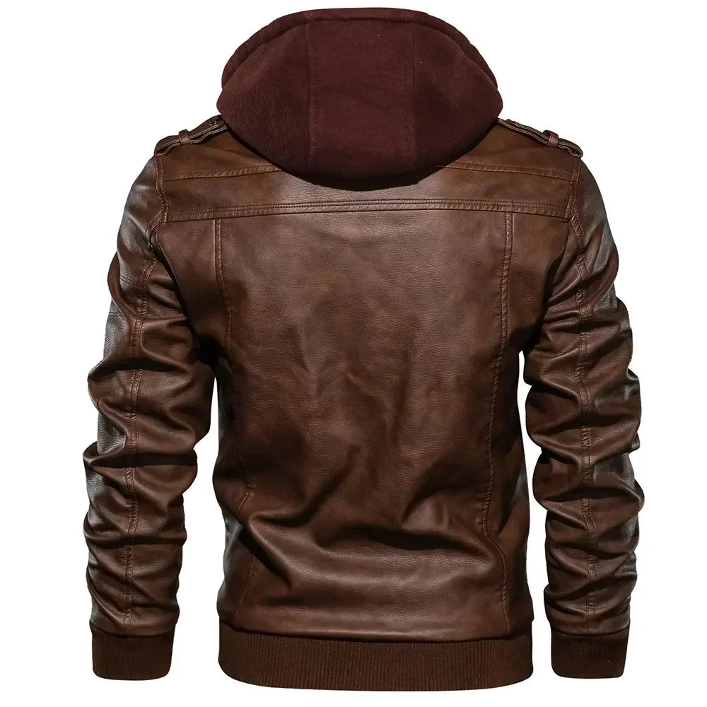 Urban Edge Hooded Leather Jacket