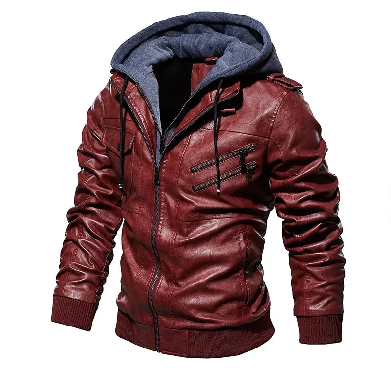 Urban Edge Hooded Leather Jacket