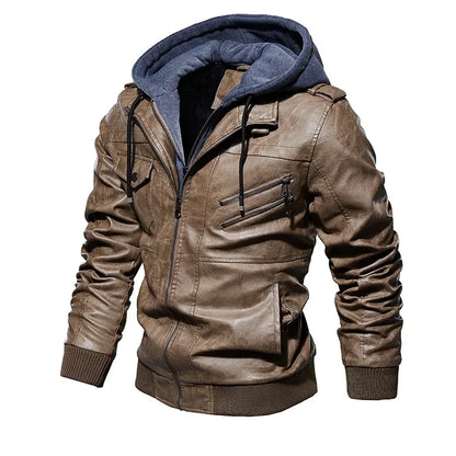 Urban Edge Hooded Leather Jacket