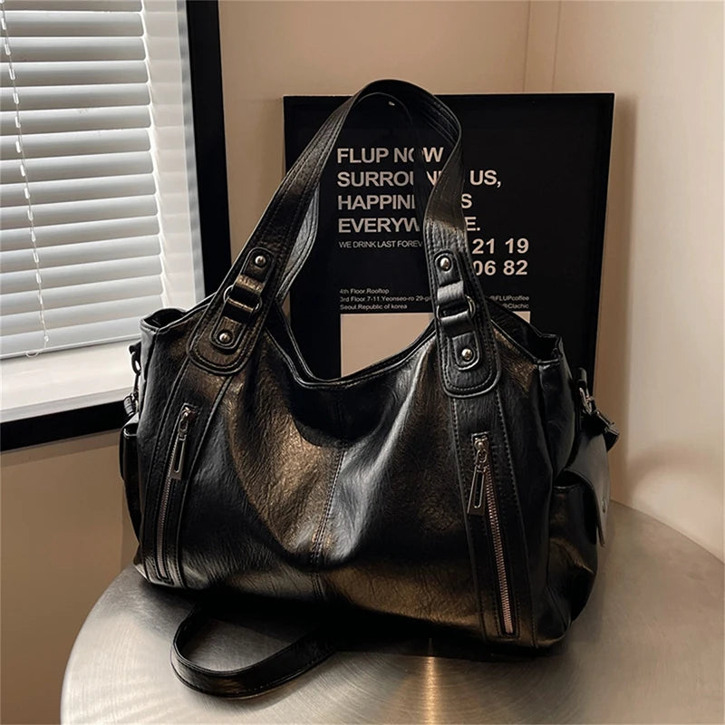 Retro Soft Leather Tote Bag