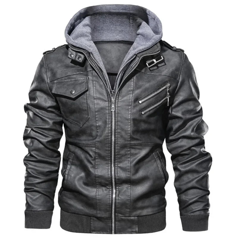 Urban Edge Hooded Leather Jacket