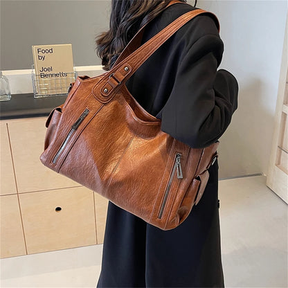 Retro Soft Leather Tote Bag