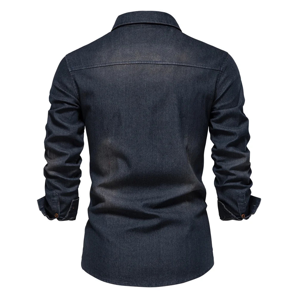 Haut en denim extensible classique