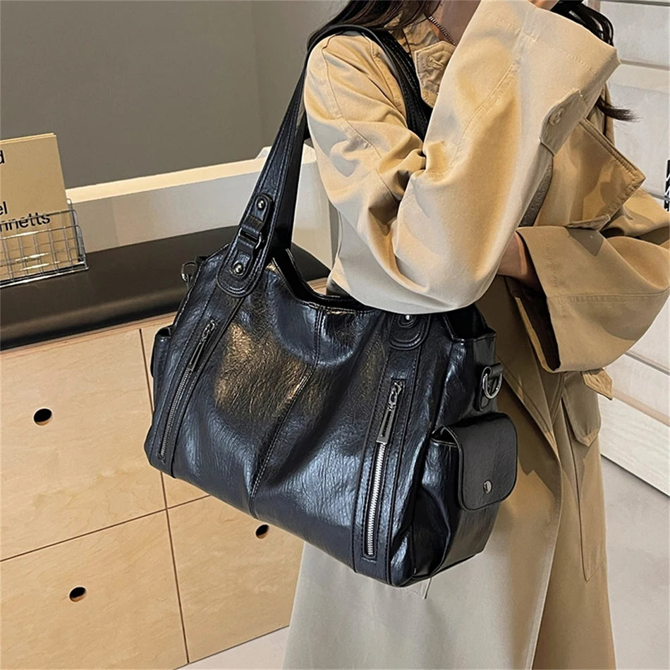 Retro Soft Leather Tote Bag