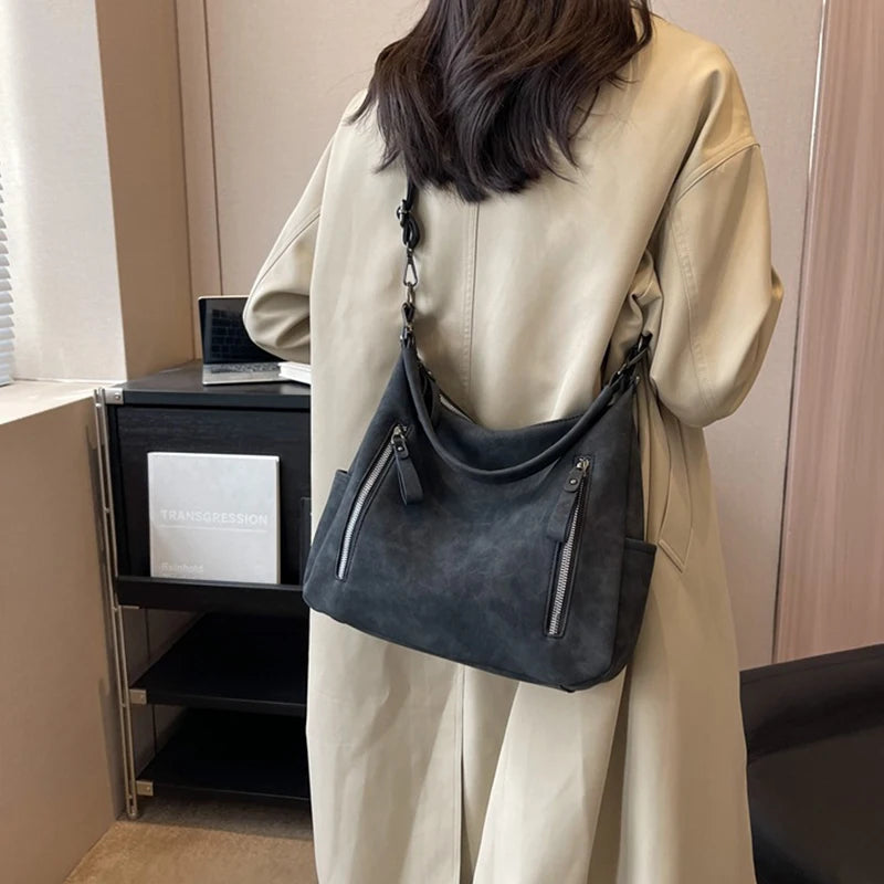 Matte Leather Shoulder Bag