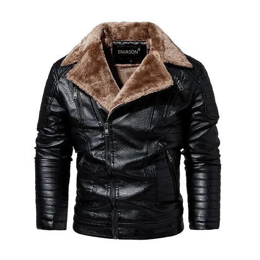 Ryder - Fur-Collar Moto Leather Jacket