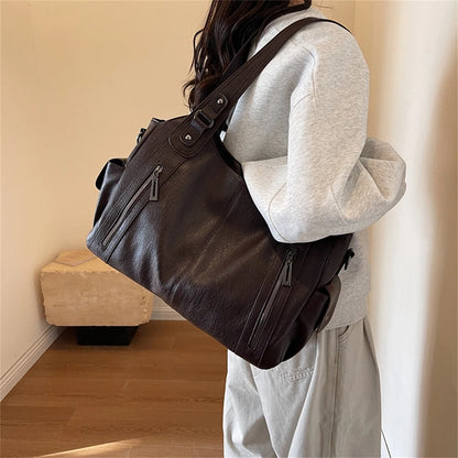 Retro Soft Leather Tote Bag