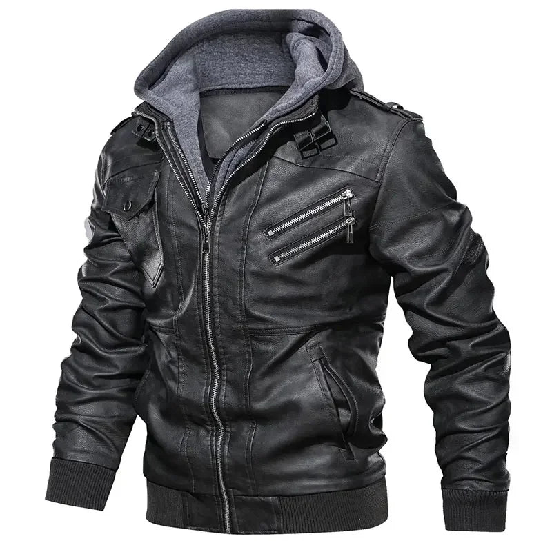 Urban Edge Hooded Leather Jacket