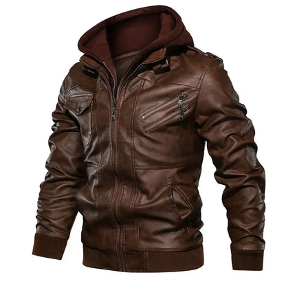 Urban Edge Hooded Leather Jacket