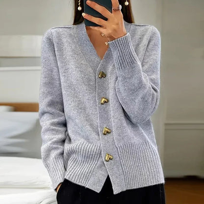 Cozy Heart Buttons Cardigan