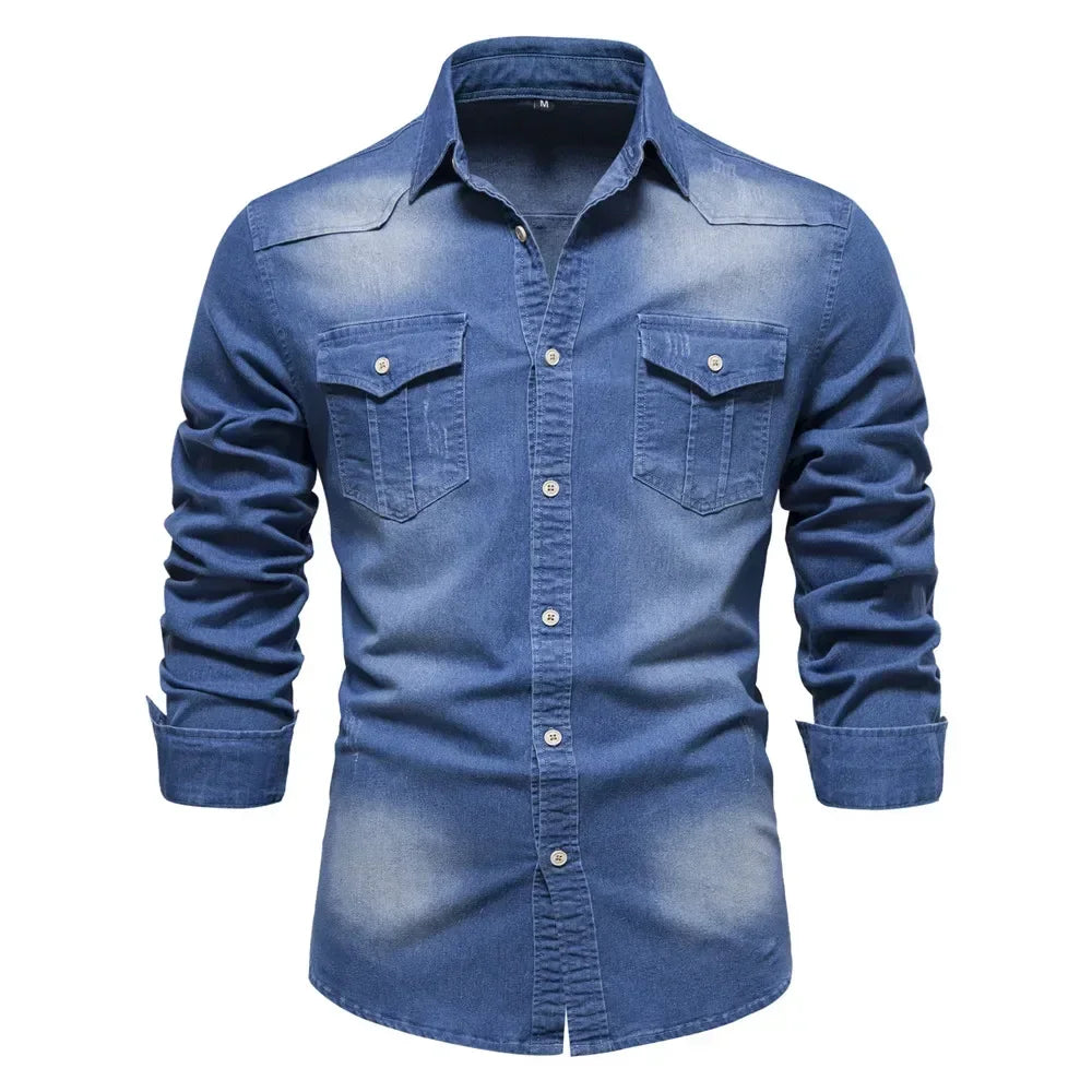 Haut en denim extensible classique