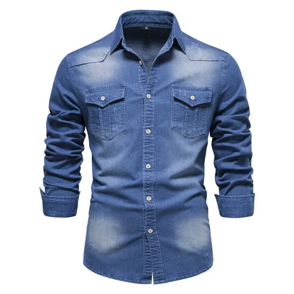 Haut en denim extensible classique