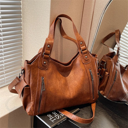 Retro Soft Leather Tote Bag