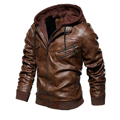 Urban Edge Hooded Leather Jacket