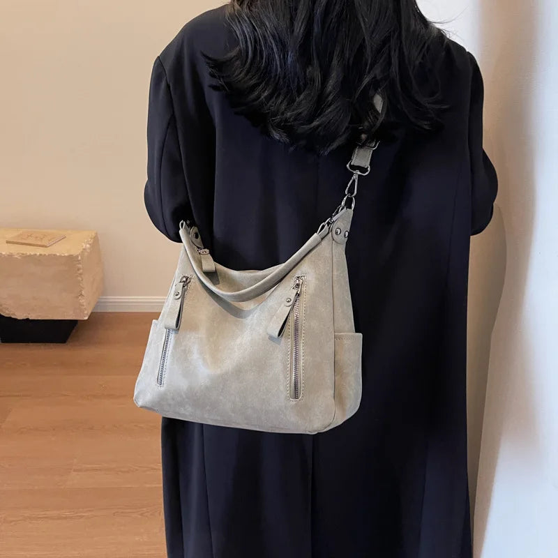 Matte Leather Shoulder Bag