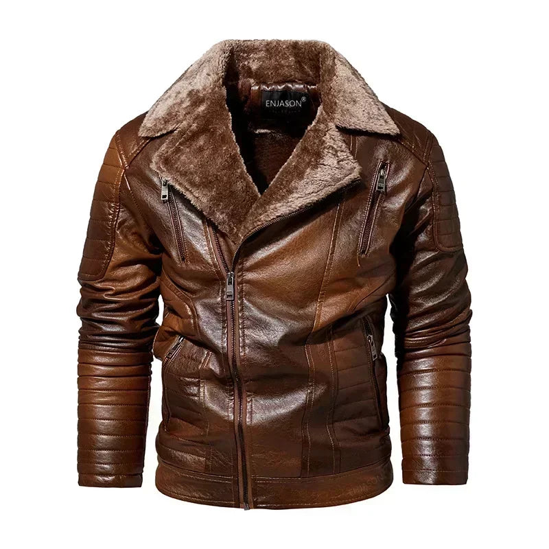 Ryder - Fur-Collar Moto Leather Jacket